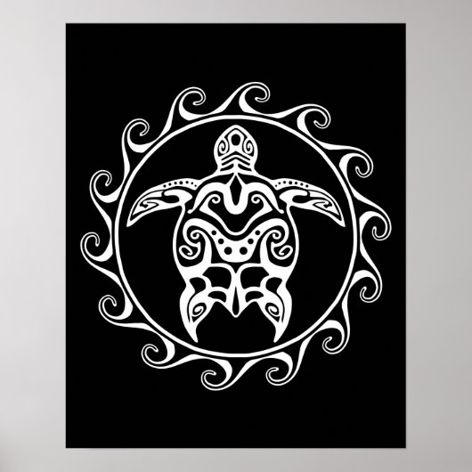 White Tribal Turtle Poster (Voorkant)