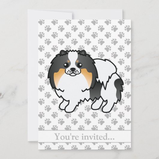 White Tricolor Pomeranian Cute Dog Birthday Party Kaart (Voorkant)