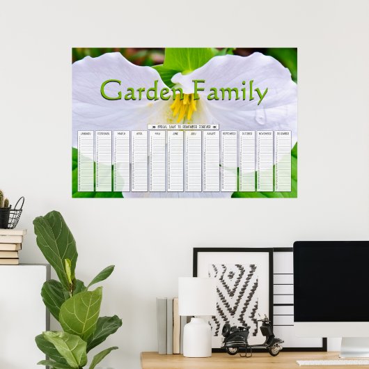 White Trillium Custom Special Days Calendar Poster (Thuiskantoor)