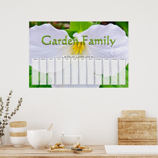 White Trillium Custom Special Days Calendar Poster (Keuken)
