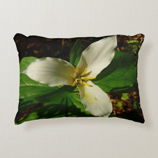White Trillium Flower Spring Wilde Accent Kussen (Voorkant)