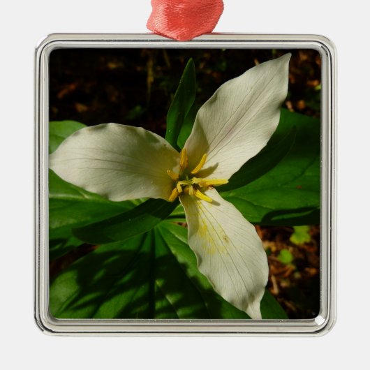 White Trillium Flower Spring Wilde Metalen Ornament (Voorkant)