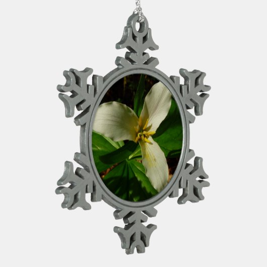 White Trillium Flower Spring Wilde Tin Sneeuwvlok Ornament (Links)