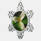 White Trillium Flower Spring Wilde Tin Sneeuwvlok Ornament (Rechts)