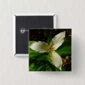 White Trillium Flower Spring Wilde Vierkante Button 5,1 Cm (Voorkant /achterkant)
