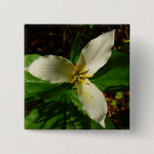 White Trillium Flower Spring Wilde Vierkante Button 5,1 Cm (Voorkant)