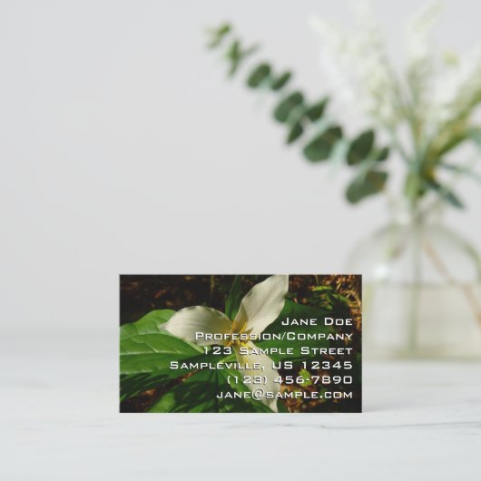 White Trillium Flower Spring Wilde Visitekaartje (Staand voorkant)