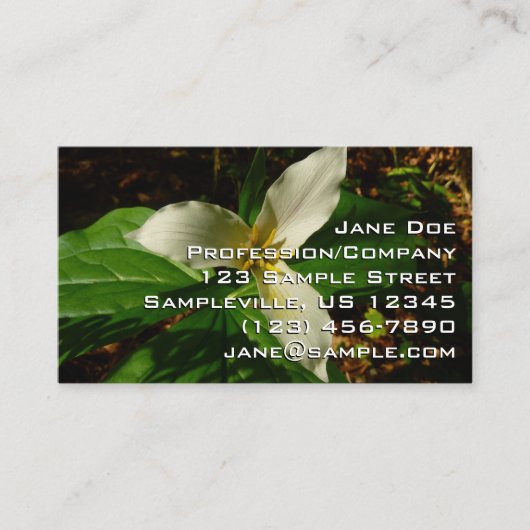 White Trillium Flower Spring Wilde Visitekaartje (Voorkant)