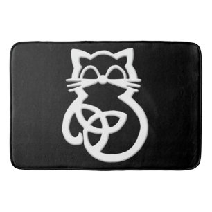 White Trinity Knot Celtic Cat Bath Mat