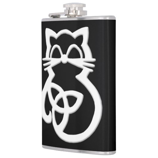 White Trinity Knot Celtic Cat Flask Heupfles (Links)