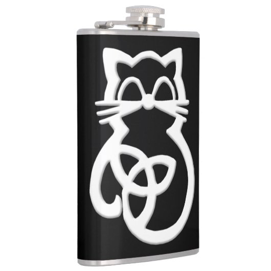 White Trinity Knot Celtic Cat Flask Heupfles (Rechts)