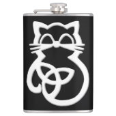 White Trinity Knot Celtic Cat Flask Heupfles (Voorkant)