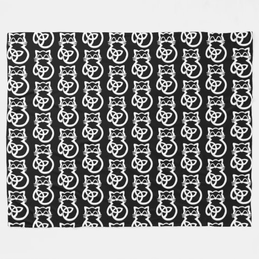White Trinity Knot Celtic Cat Fleece Blanket Deken (Voorkant (Horizontaal))
