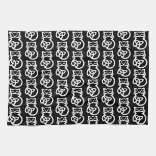 White Trinity Knot Celtic Cat Kitchen Towel Theedoek