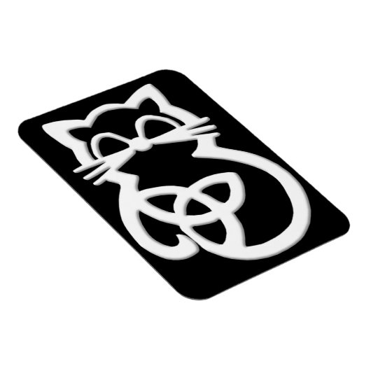 White Trinity Knot Celtic Cat Magnet Magneet (Rechterzijde)