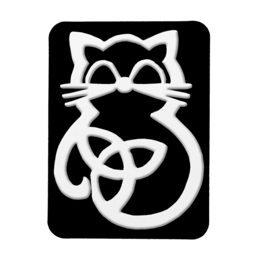 White Trinity Knot Celtic Cat Magnet Magneet (Verticaal)