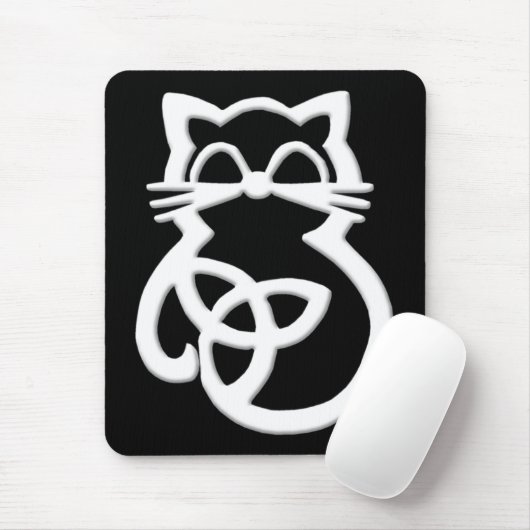 White Trinity Knot Celtic Cat Mousepad Muismat (Met muis)
