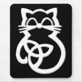 White Trinity Knot Celtic Cat Mousepad Muismat (Voorkant)