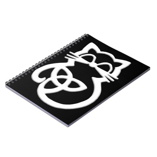 White Trinity Knot Celtic Cat Notitieboek (Linkerzijde)