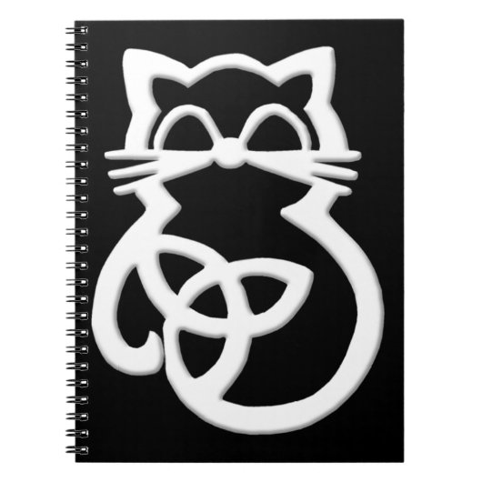 White Trinity Knot Celtic Cat Notitieboek (Voorkant)
