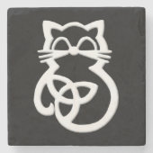 White Trinity Knot Celtic Cat Onderzetter (Voorkant)