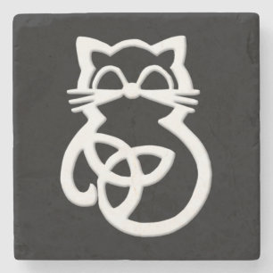 White Trinity Knot Celtic Cat Onderzetter