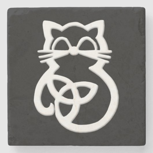 White Trinity Knot Celtic Cat Onderzetter (Voorkant)