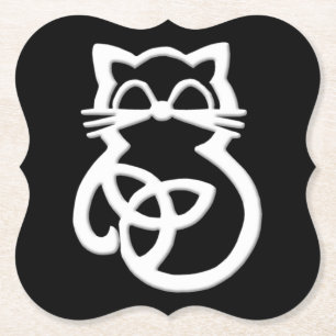 White Trinity Knot Celtic Cat Onderzetters