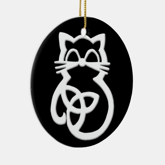 White Trinity Knot Celtic Cat Ornament (Rechts)
