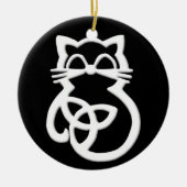 White Trinity Knot Celtic Cat Ornament (Voorkant)