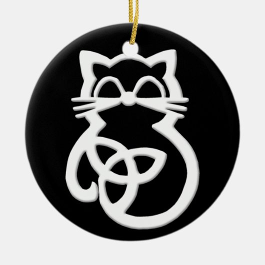 White Trinity Knot Celtic Cat Ornament (Voorkant)