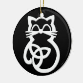 White Trinity Knot Celtic Cat Ornament (Links)
