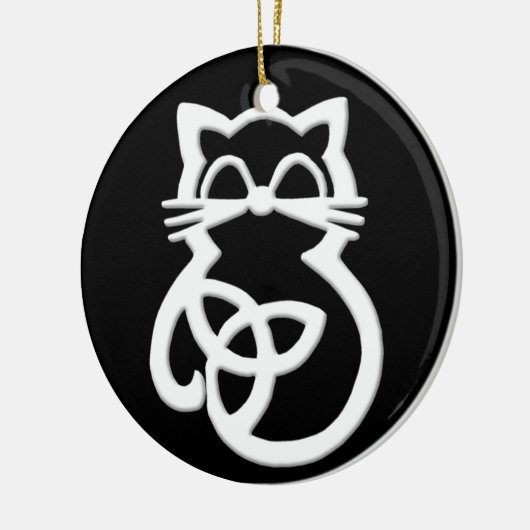 White Trinity Knot Celtic Cat Ornament (Links)