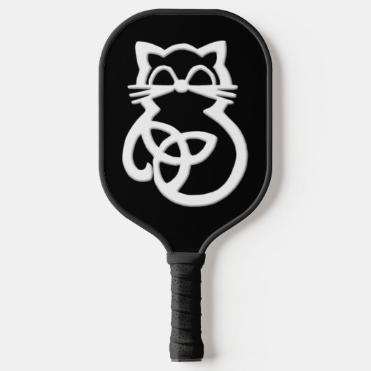 White Trinity Knot Celtic Cat Pickleball Paddle (Voorkant)