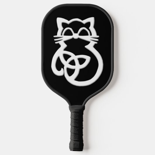 White Trinity Knot Celtic Cat Pickleball Paddle (Achterkant)