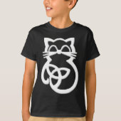 White Trinity Knot Celtic Cat T Shirt (Voorkant)