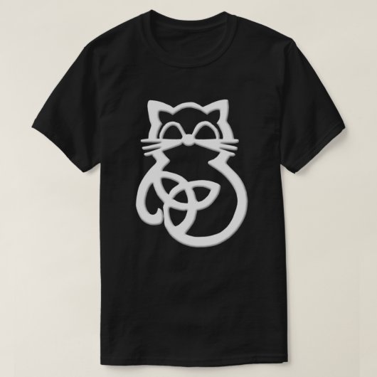 White Trinity Knot Celtic Cat T Shirt (Design voorkant)