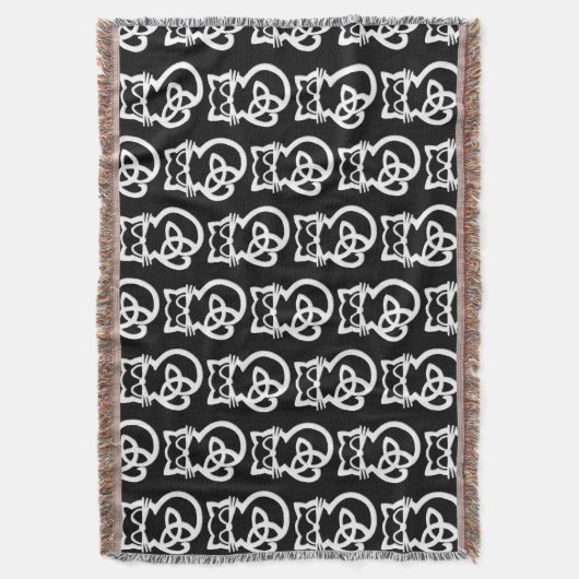 White Trinity Knot Celtic Cat Throw Blanket Deken (Voorkant Verticaal)