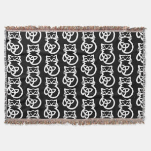 White Trinity Knot Celtic Cat Throw Blanket Deken