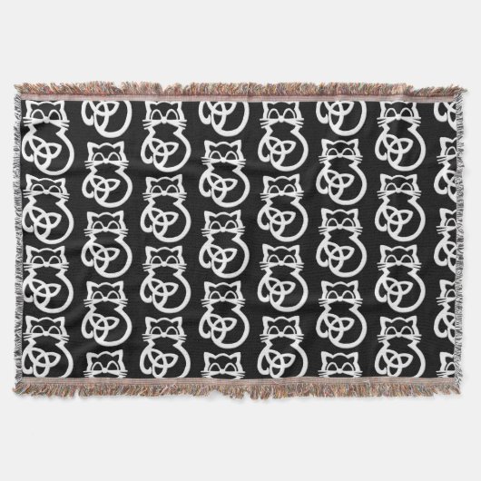 White Trinity Knot Celtic Cat Throw Blanket Deken (Voorkant)