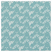 White Triple Spiral Abstract Design Fabric Stof (Close Up)