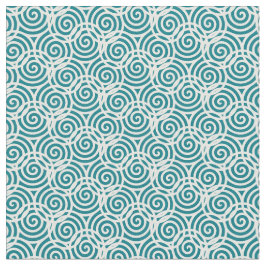 White Triple Spiral Abstract Design Fabric Stof
