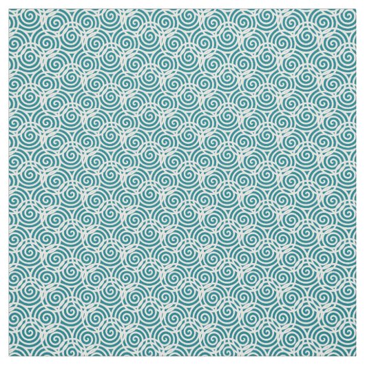 White Triple Spiral Abstract Design Fabric Stof (Swatch)