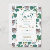 White Tropical Floral Foliage and Leopard Faces Kaart (Voorkant)