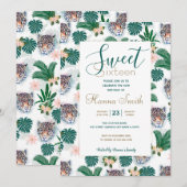 White Tropical Floral Foliage and Leopard Faces Kaart (Voorkant / Achterkant)