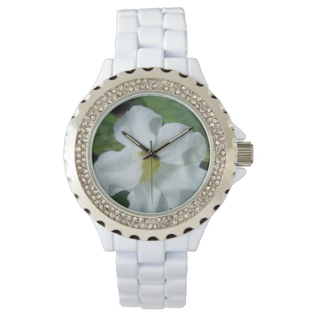 White Tropical Flower gevonden op Fiji Horloge (Voorkant)