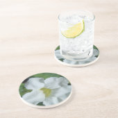 White Tropical Flower gevonden op Fiji Zandsteen Onderzetter (Zijkant)