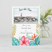 White Tropical Flowers Foto Save The Date (Staand voorkant)