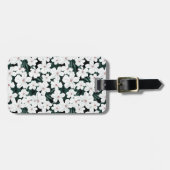 White Tropical Flowers Pattern Bagagelabel (Voorkant horizontaal)