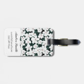 White Tropical Flowers Pattern Bagagelabel (Achterkant horizontaal)